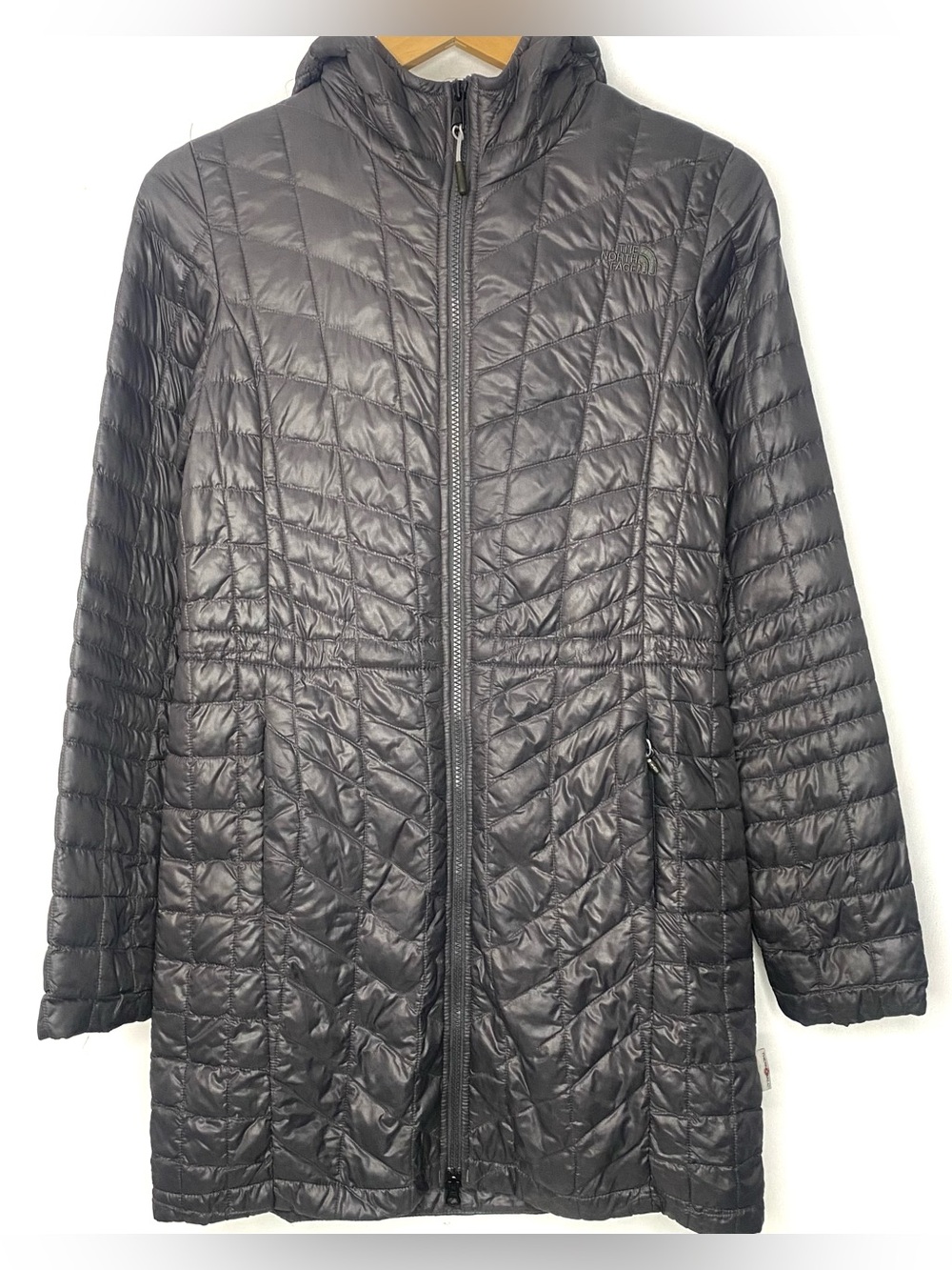 The North Face Women's ThermoBall Eco Parka Grey Quilted Insulated Hooded Jacket